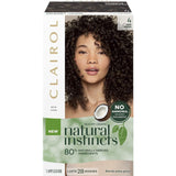 Clairol Natural Instincts Nutmeg 4 Dark Brown hair color, infused with coconut oil and aloe vera for healthy shine.