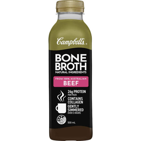 Campbell's Beef Stock Bone Broth, a nutrient-rich broth made from premium grass-fed beef bones, perfect for soups and stews.