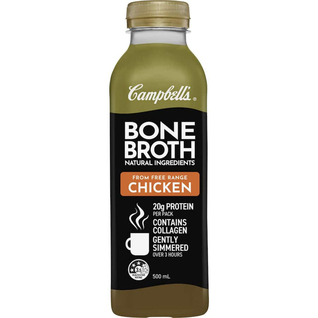 Campbell's Chicken Stock Bone Broth made from free-range chicken, rich in flavor and nutrients for healthy cooking.