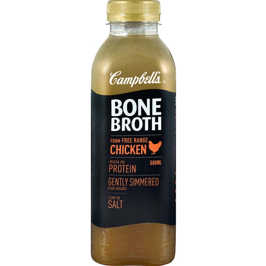 Campbell's Chicken Stock Bone Broth, a nutrient-rich base for soups and stews, made from free-range chickens for healthy cooking.