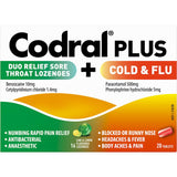 Codral Plus Lozenge & Decongestant Kit for cold and flu relief with tablets and lime-lemon throat lozenges.