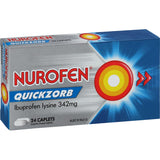 Nurofen Quickzorb caplets for fast pain relief, targeting headaches, muscular pain, and more with quick absorption.