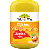 Natures Way Kids Smart Vita Gummies in citrus flavor, enriched with Vitamin C and Zinc for immune support and overall health.
