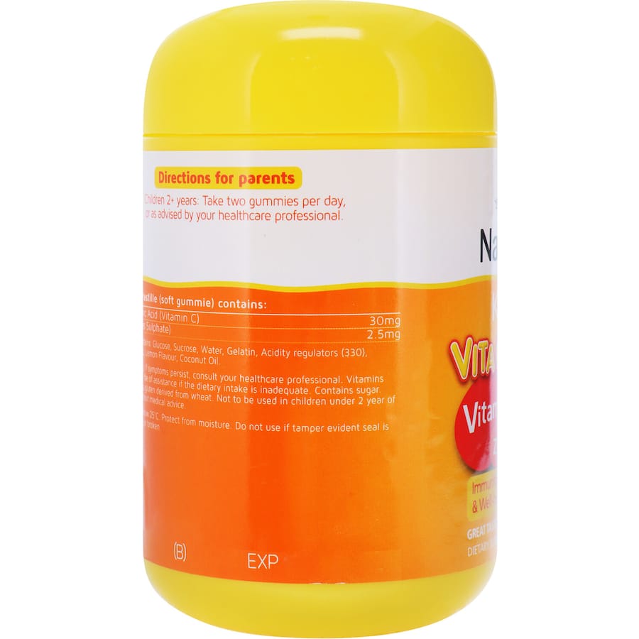 Natures Way Kids Smart Vita Gummies in citrus flavor, packed with Vitamin C and Zinc for immune support and healthy growth.