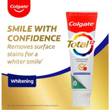 Colgate Total Antibacterial Toothpaste Whitening offers 12-hour protection, whitening, and whole mouth health in a 115g tube.