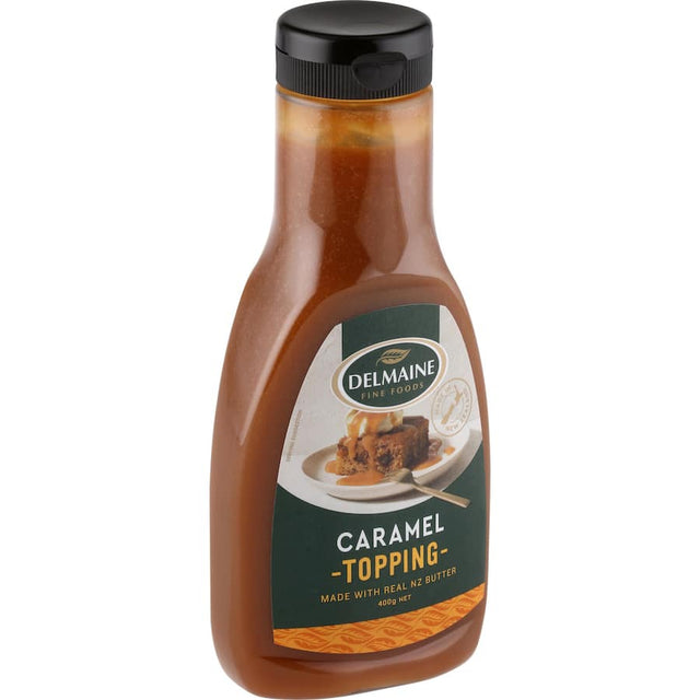 Delmaine Topping Caramel: thick, rich butter caramel perfect for drizzling over desserts or filling baked goods.