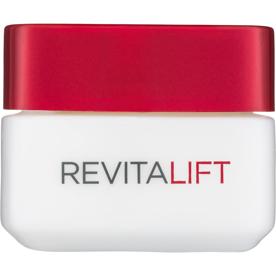 L'Oreal Paris Revitalift Eye Cream pottle, an anti-aging formula that hydrates, firms, and reduces wrinkles around the eyes.