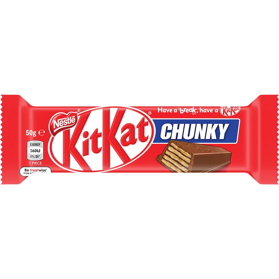 Delicious Kit Kat Chunky bar with crisp wafer and rich milk chocolate, made from sustainable cocoa and perfect for sharing.