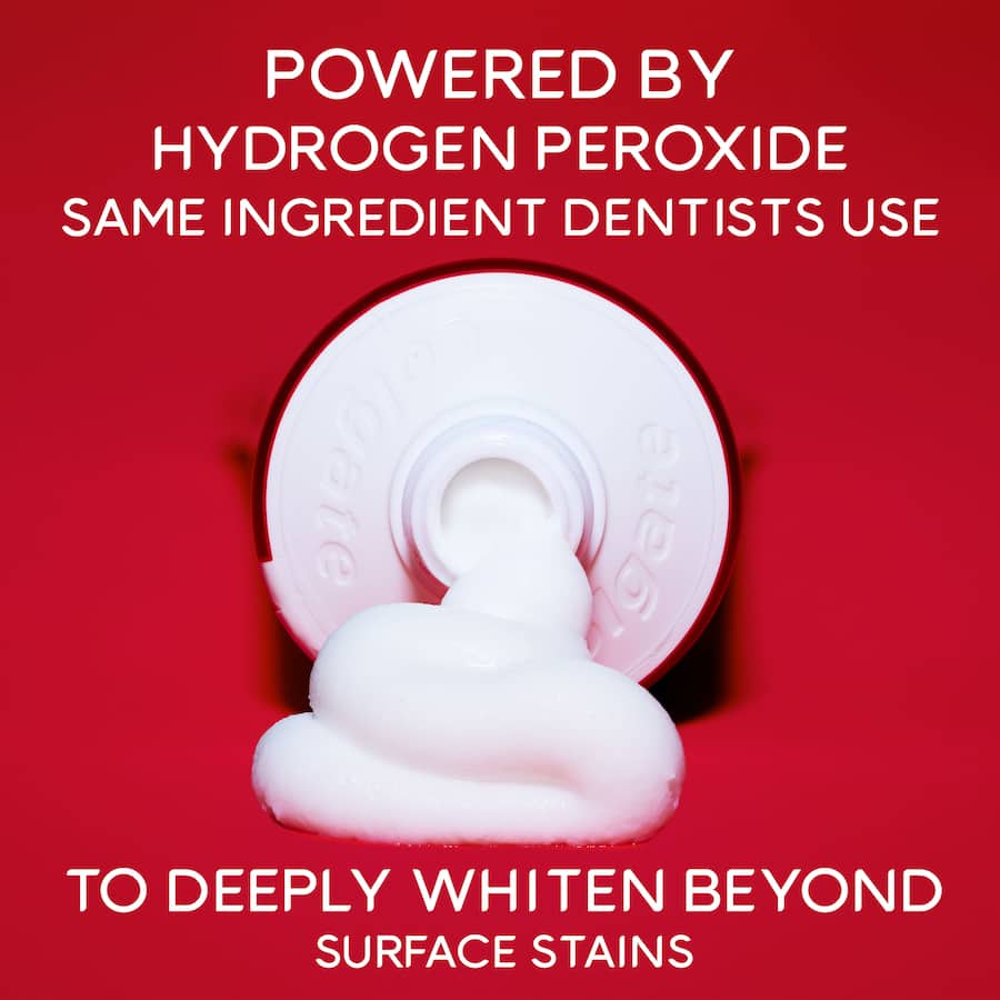Colgate Optic White Toothpaste for effective teeth whitening, delivers visibly whiter results in just 3 days with hydrogen peroxide.