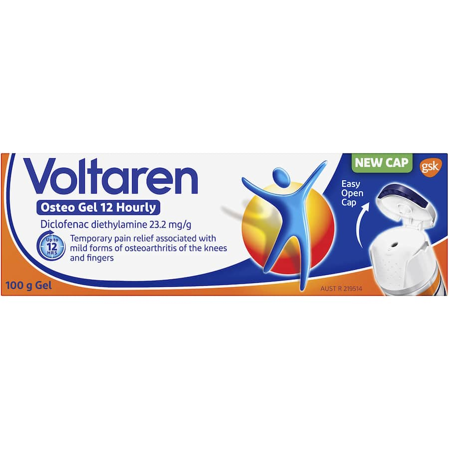 Voltaren Osteo Gel offers 12-hour targeted relief for osteoarthritis pain with a non-greasy, odor-free formula.