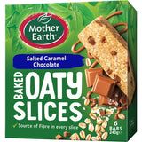 Oaty bars with salted caramel chunks, soft texture, nutritious, gluten-friendly, perfect for snacks or breakfast on-the-go.