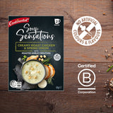 Creamy Roast Chicken & Spring Onion soup with roasted garlic croutons, quick and flavorful, perfect for any mealtime.