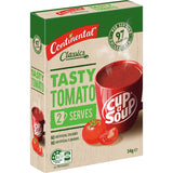 Savory instant tomato soup mix in a 54g pack, perfect for a quick and tasty meal.