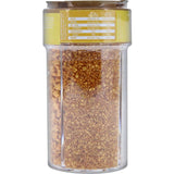 Gold sprinkles in 4 compartments, perfect for adding elegance to desserts like cupcakes and cookies.