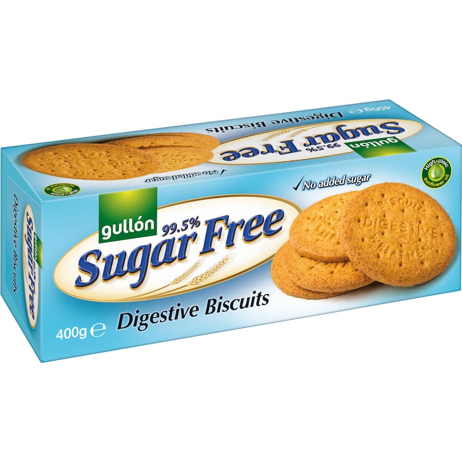 Gullon Sugar Free Digestive Biscuits: crunchy, nutritious, whole grain treats ideal for health-conscious snackers.