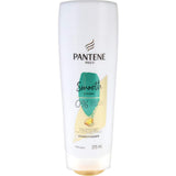 Pantene Pro-V Smooth & Sleek Conditioner for frizzy hair, offering frizz control and hydration with 0% harsh chemicals.