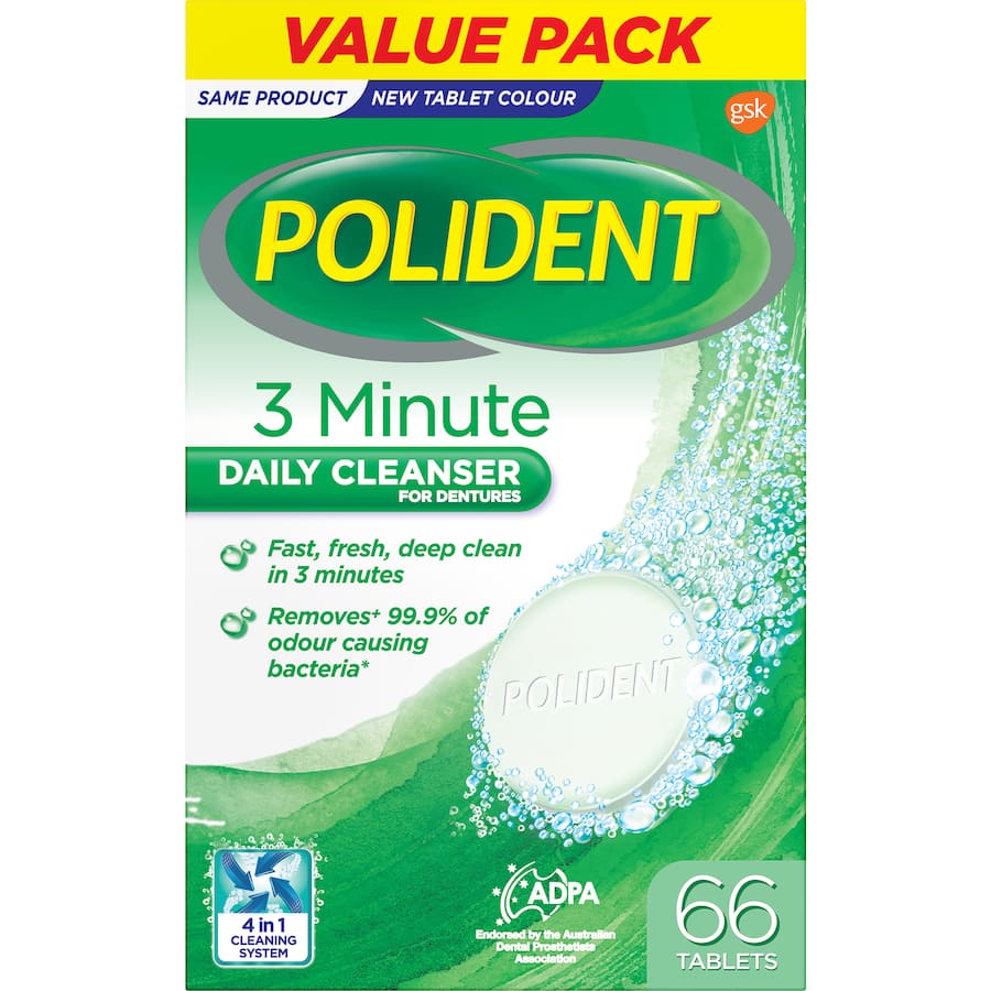 Polident 3 Minute Daily Cleanser For Dentures And Partials 66pack