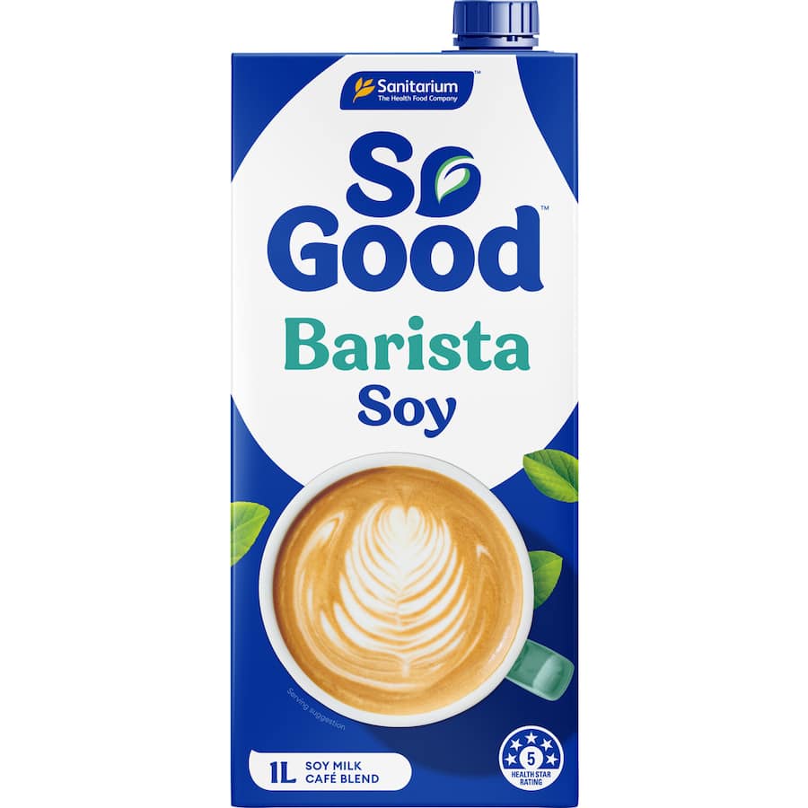 Creamy and velvety So Good Soy Milk Barista, perfect for lattes and cappuccinos, crafted for baristas and coffee lovers.