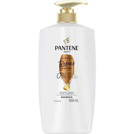 Pantene Pro-V Ultimate 10 Repair & Protect Shampoo for damaged hair, offering 10 benefits for stronger, shinier, and healthier hair.