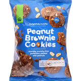 Woolworths Peanut Brownies Cookies featuring crunchy peanuts and rich chocolate in a resealable bag for delightful snacking.