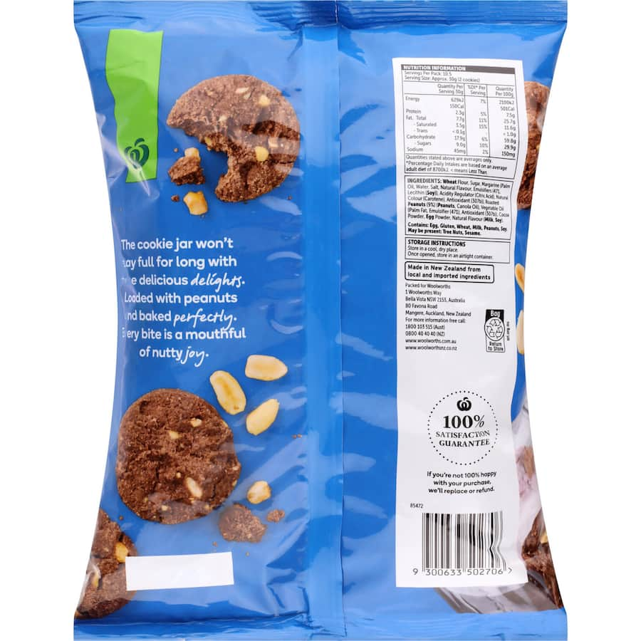 Woolworths Peanut Brownies Cookies featuring crunchy peanuts and rich chocolate, perfect for any sweet snack craving.