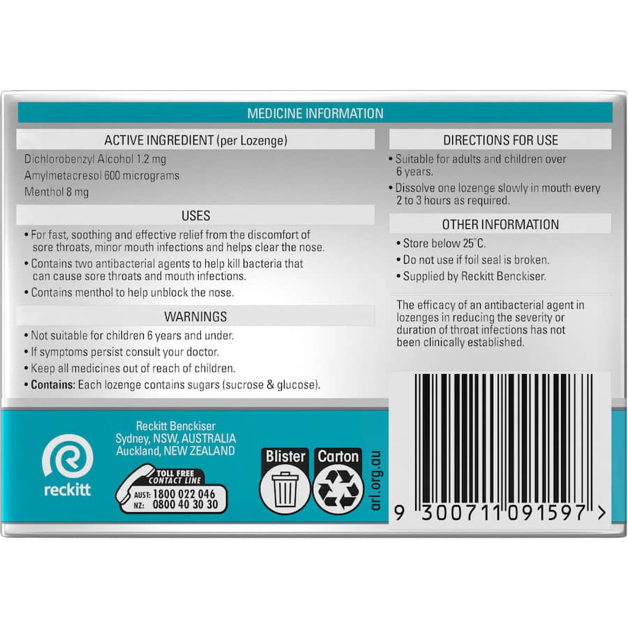 Strepsils Plus Lozenges in Menthol Eucalyptus flavor provide fast relief from blocked noses and soothe sore throats.