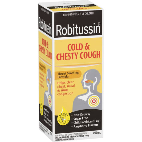 Robitussin Cough Medicine for fast relief from cough and chest congestion, suitable for adults and children over 12.