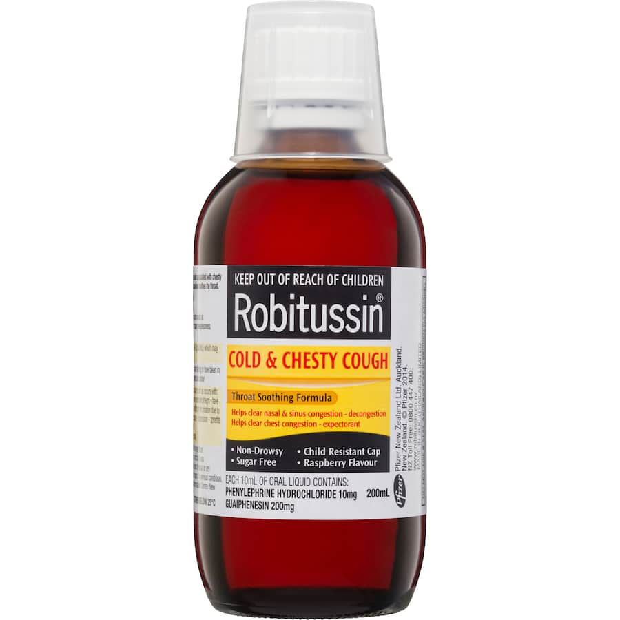 Robitussin Cough Medicine: fast-acting syrup for cough relief, reduces chest congestion for easier breathing in adults and children.