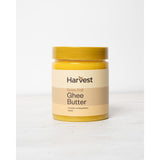 Harvest Grass Fed Ghee Butter in a jar, showcasing rich nutty flavor, ideal for keto and paleo diets, great for cooking and spreading.