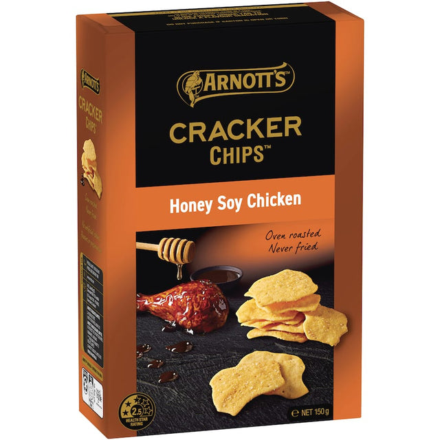 Crispy Arnotts Cracker Chips in Honey Soy Chicken flavor, offering a unique crunch and savory taste for snacking delights.