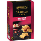 Arnotts Cracker Chips Sweet Chilli & Sour Cream, a crunchy snack blending sweet chili and creamy sour cream flavors.