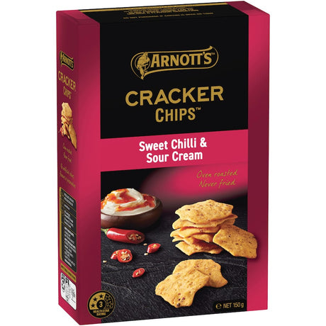 Arnotts Cracker Chips Sweet Chilli & Sour Cream, a crunchy snack blending sweet chili and creamy sour cream flavors.