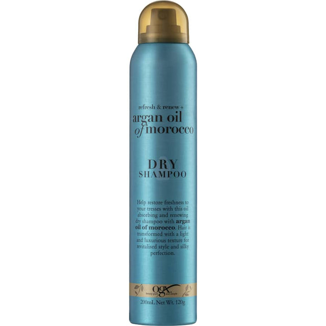 Ogx Morocco Dry Shampoo with Argan Oil, a refreshing spray that revitalizes hair between washes for silky, manageable locks.