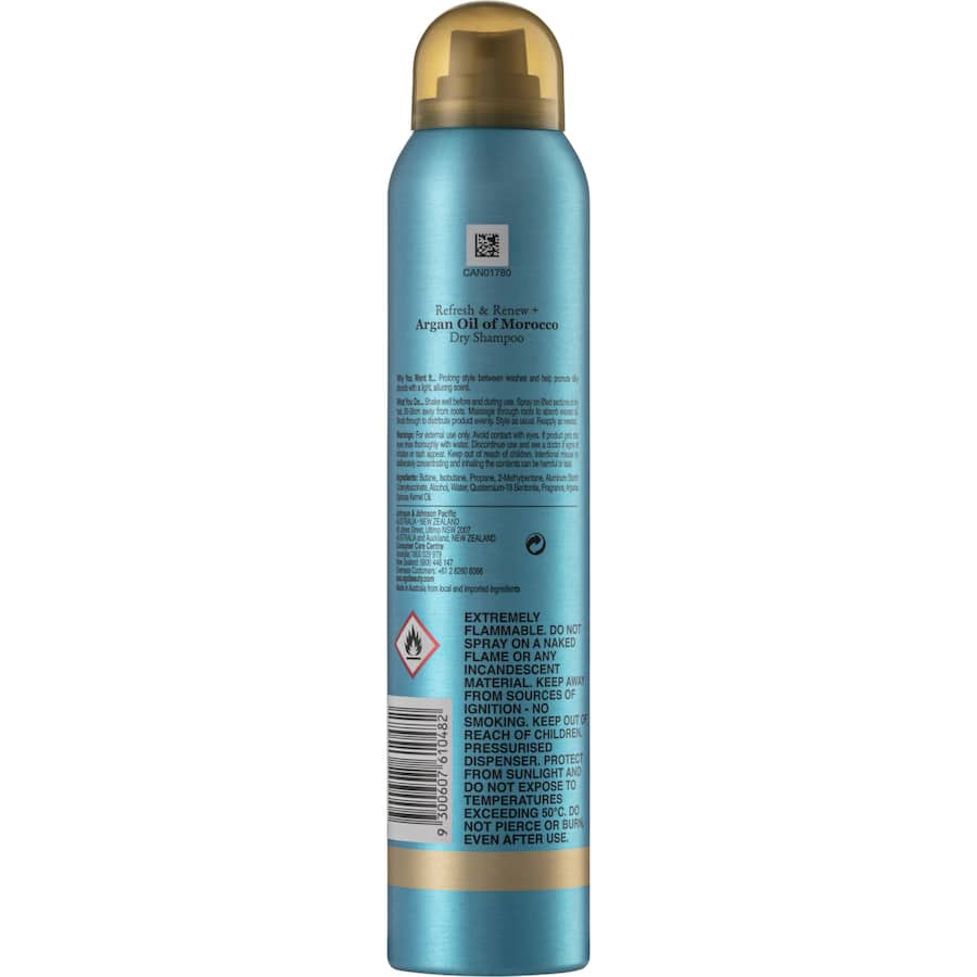 Ogx Morocco Dry Shampoo with Argan Oil bottles, designed for quick hair refreshment and oil absorption for all hair types.