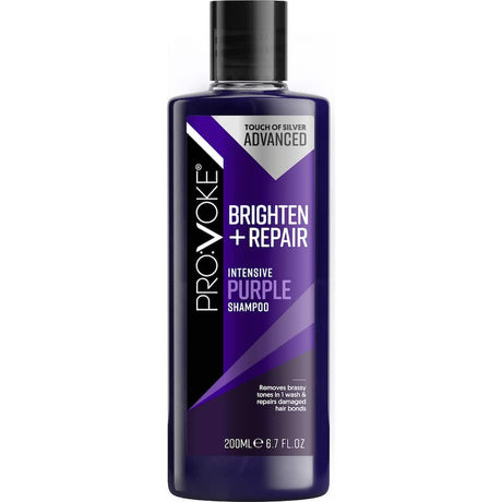 Brightening shampoo designed to eliminate brassy tones, enhance shine, and repair damaged grey, silver, or blonde hair.