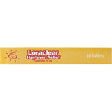 Loraclear Hayfever Relief: fast-acting antihistamine for runny noses, itchy eyes, and sneezing, providing 24-hour allergy protection.