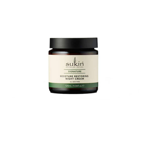 Sukin Night Cream: a nourishing blend of natural oils and butters for deep hydration while you sleep. Perfect for all skin types.