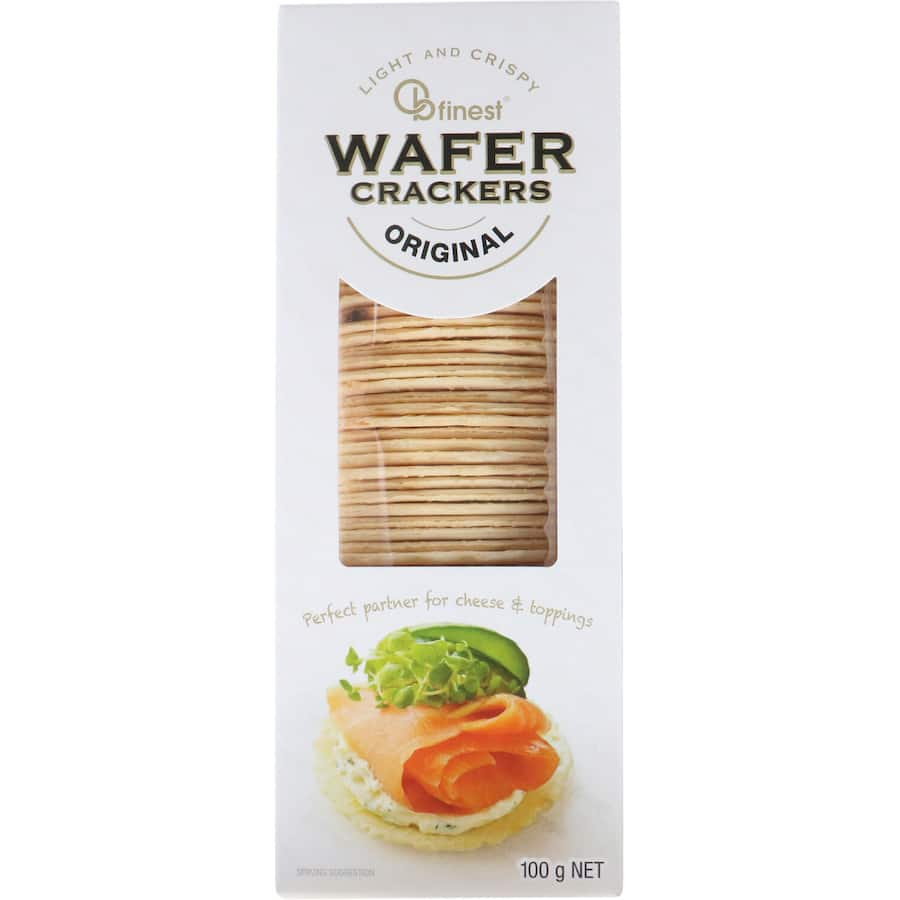 Thin and crisp Ob Finest Original Wafer Crackers, perfect for pairing with cheeses, spreads, and enhancing your entertaining.