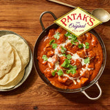 Patak's Tandoori Simmer Sauce bottle showcasing mild, smoky curry for easy, authentic Indian meals in just 20 minutes.