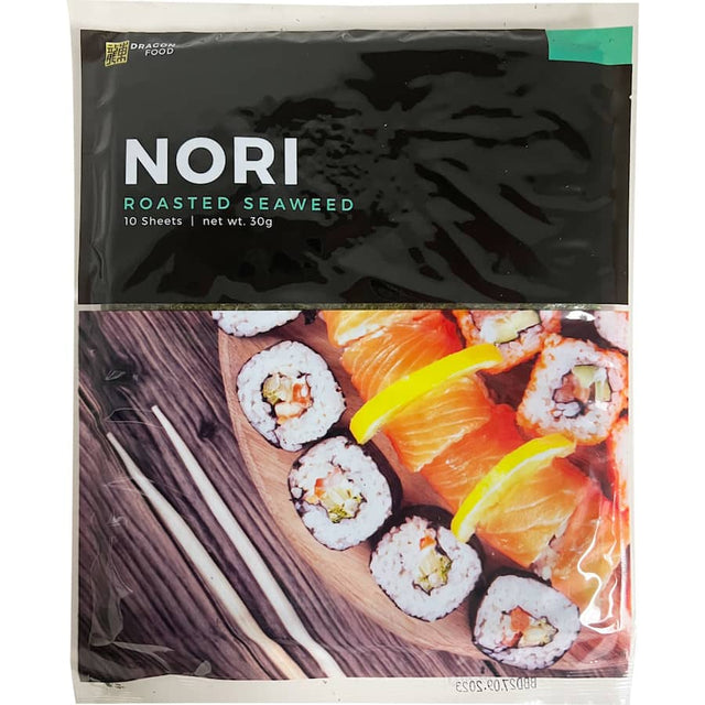 Dragon Foods Roasted Seaweed, a nutritious, gluten-free snack rich in vitamins, perfect for healthy indulgence.