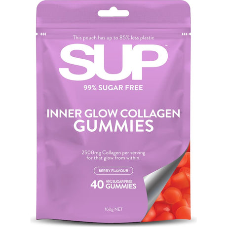 Sup Collagen Gummies are 99% sugar-free, featuring 2500mg of collagen for vibrant skin and overall wellness in a tasty chew.