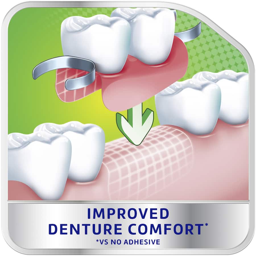 Polident Denture Adhesive Cream in Fresh Mint offers strong all-day hold and a refreshing flavor for secure, confident denture wear.