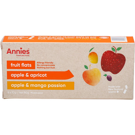 Annies Fruit Flats Fruit Snack Summer Fruits 80g: 100% real fruit snacks, chewy, nutritious, and perfect for on-the-go indulgence.