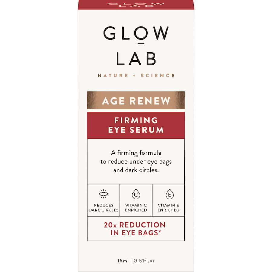 Glow Lab Age Renew Eye Serum: firms, hydrates, and reduces under-eye bags with powerful ingredients for youthful eyes.