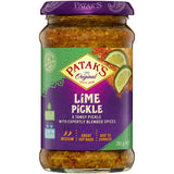 Tangy Patak's Pickle Lime Medium, made with juicy limes and spices, perfect for dipping or enhancing Indian dishes.