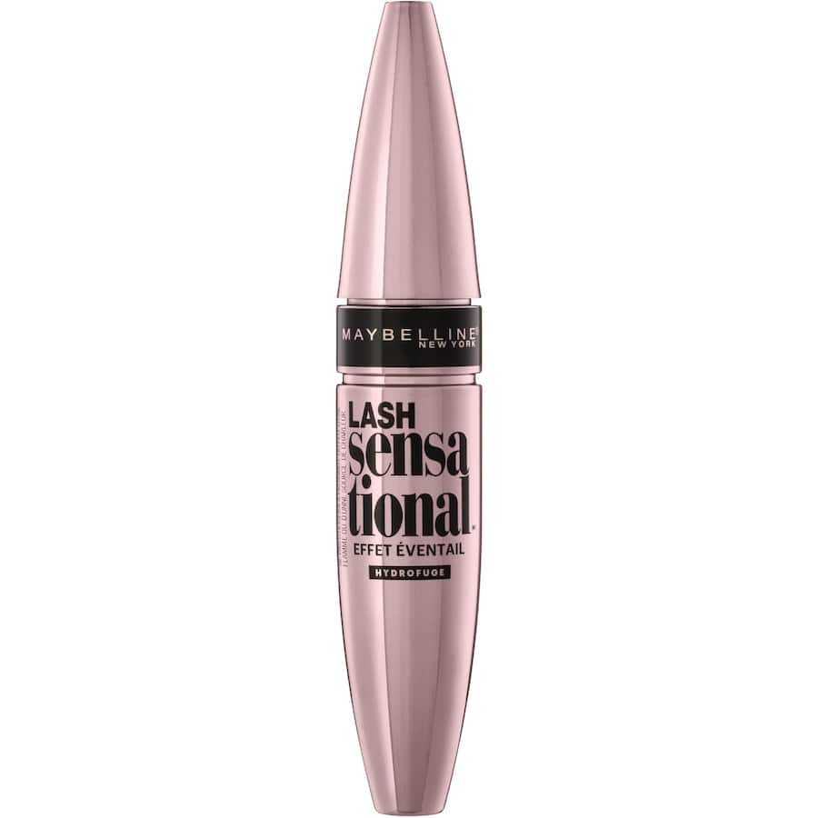 Maybelline Lash Sensational Waterproof Mascara in Very Black enhances lashes for a dramatic, full-fan look without clumping.