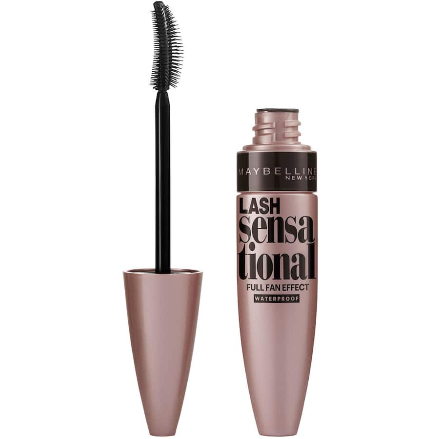 Maybelline Lash Sensational Waterproof Mascara: Dramatic volume with a fanning brush for stunning, clump-free lashes in Very Black.