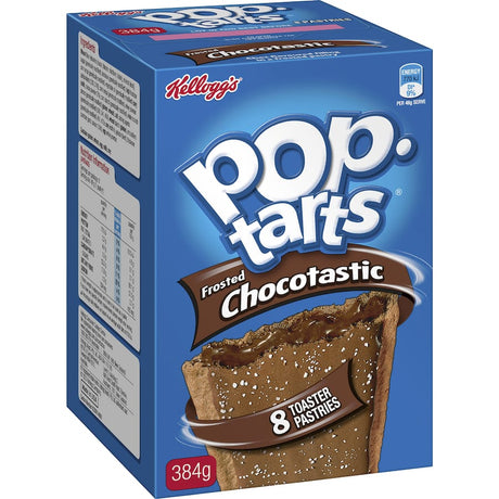 Delicious Kellogg's Pop Tarts Chocotastic featuring rich chocolate filling in a frosted pastry, perfect for on-the-go snacks.