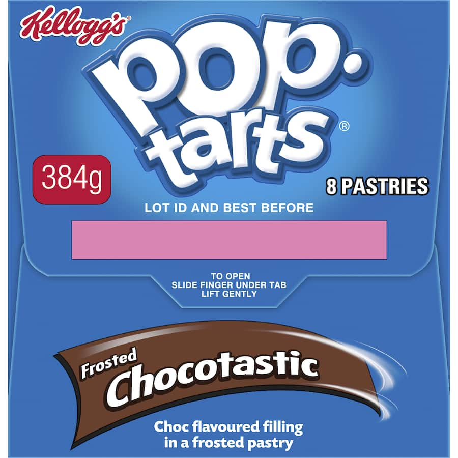 Frosted Pop Tarts filled with rich chocolate, perfect for breakfast or a sweet snack anytime, packaged for freshness.