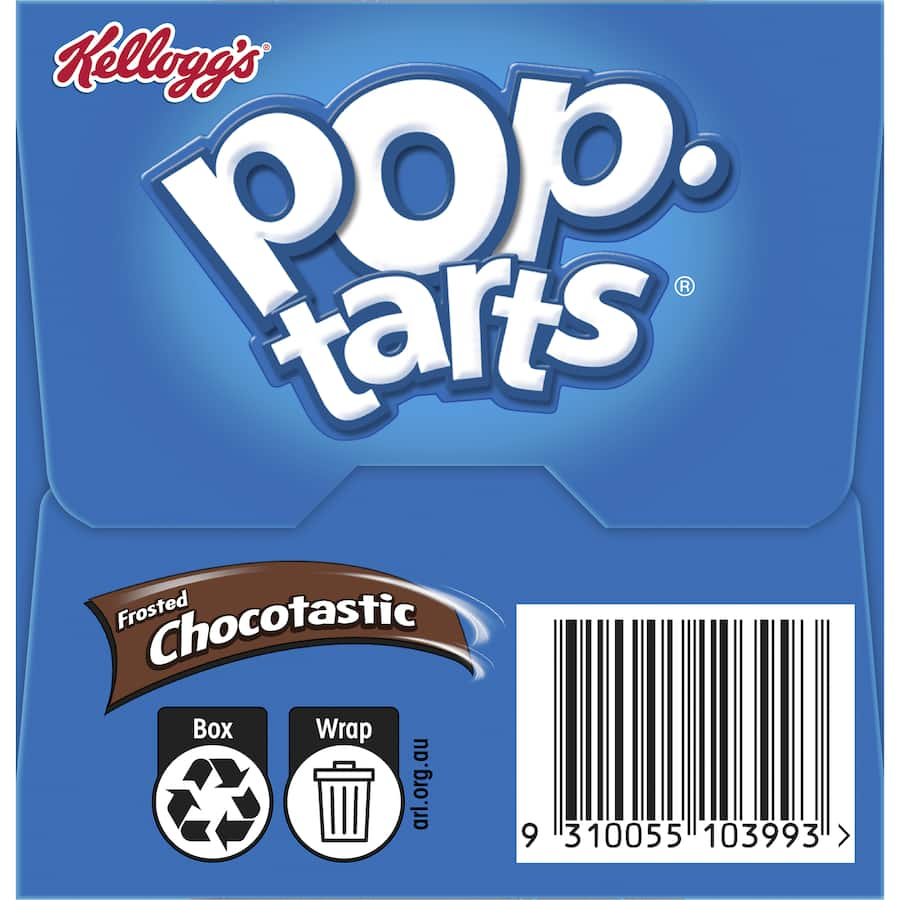 Delicious Kellogg's Chocotastic Pop Tarts featuring rich chocolate filling in a frosted pastry, perfect for snacks anytime.